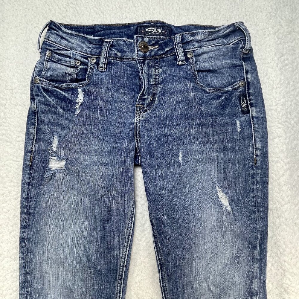 Silver Jeans Women’s Sam Boyfriend Slim Leg Raw Hem Stretch Jeans - Size 26x25